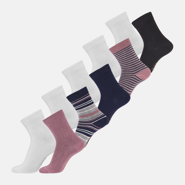 10 Paar Bambussocken niedrig geschnitten weiß/mauve mix