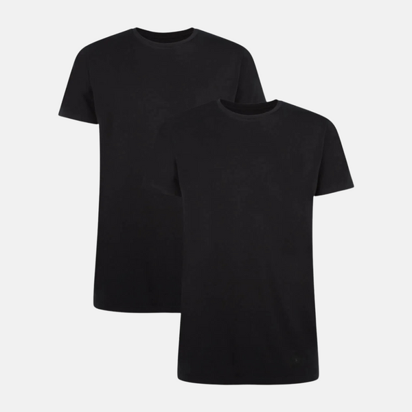 Ruben Bambus T-Shirt mit Rundhalsausschnitt - schwarz 2er Pack