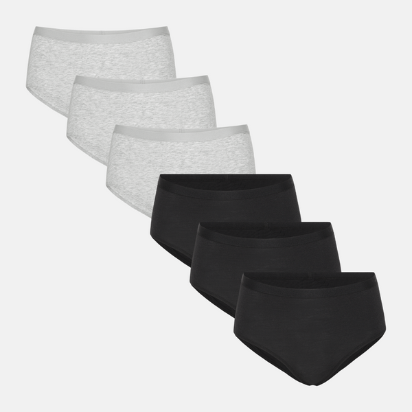 6er-Pack Bambus-Maxislips schwarz/grau