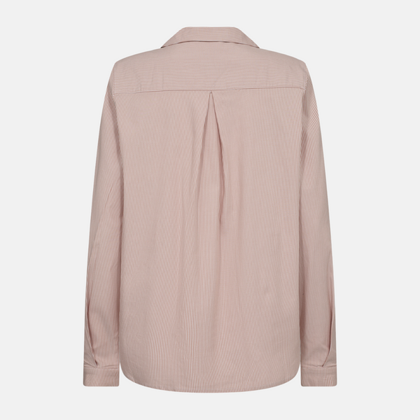 Rosa gestreiftes Langarm-Nachthemd aus Bambus