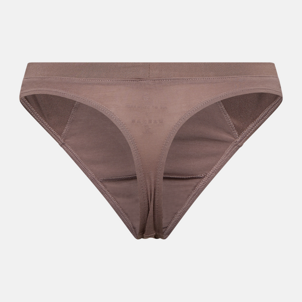 Bambus-Tanga-Slip in Taupe mit femininen Details