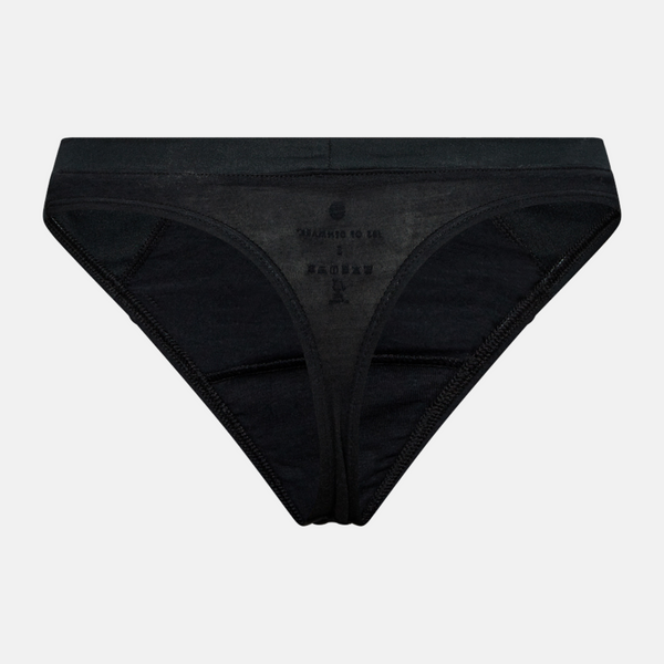 Schwarzes Bambus-Tanga-Höschen mit femininen Details