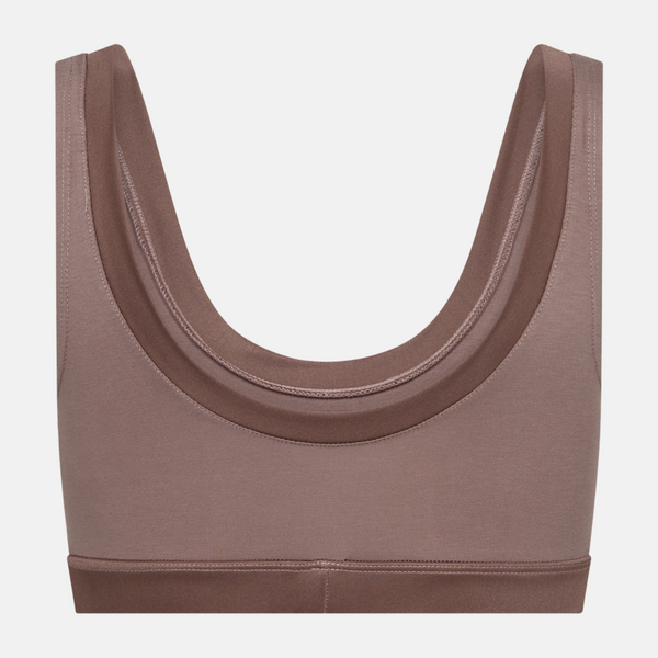 Taupefarbenes Bambus-BH-Top mit femininen Details