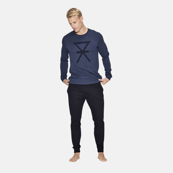 Dunkelblaues Sweatshirt aus Bambus mit Druck