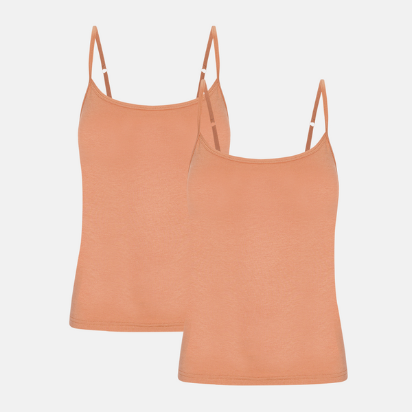 Tan Bambus Tops mit dünnen Trägern - 2er Pack