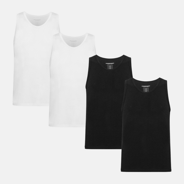 4er Pack Bambus Tank Top schwarz/weiß