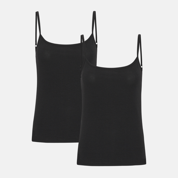 Schwarze Bambushauben mit dünnen Trägern - 2er Pack