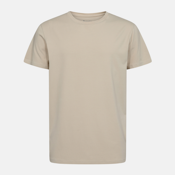 Helles khakifarbenes Bambus-T-Shirt mit Rundhalsausschnitt