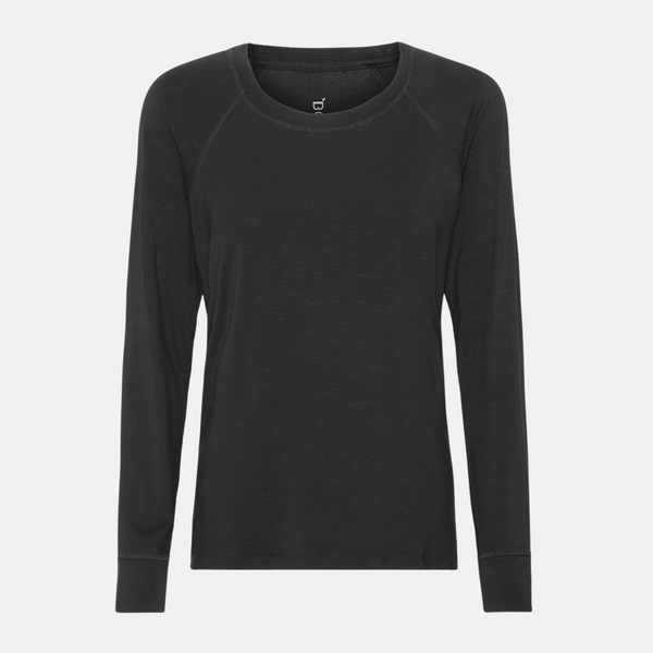 Schwarzes langärmeliges Raglan-Bambus-Lounge-T-Shirt