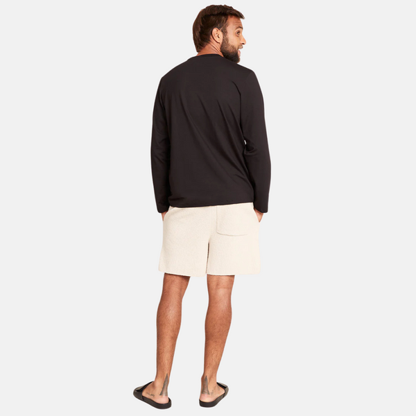 Schwarzes langärmeliges Bambus-T-Shirt mit Rundhalsausschnitt