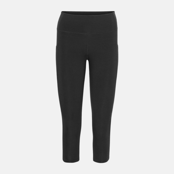 Schwarze Bambus-3/4-Trainingsstrumpfhose mit hoher Taille