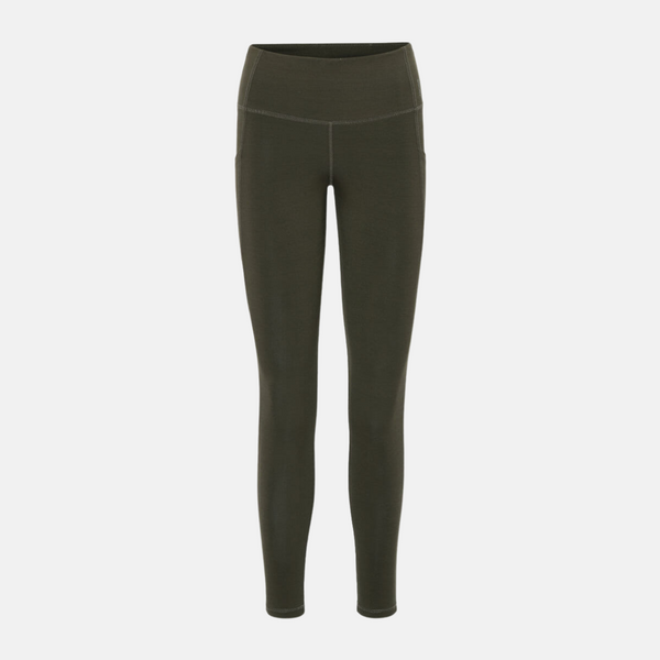 Olivgrüne Trainingsstrumpfhose aus Bambus mit hoher Taille
