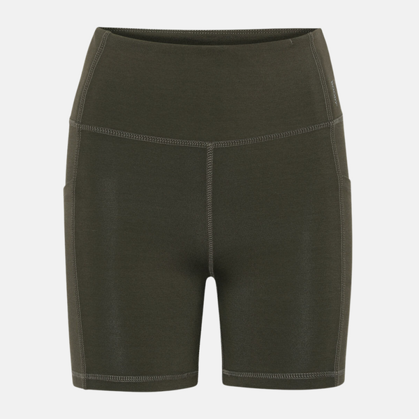 Olivgrüne Bambus-Trainingsshorts mit hoher Taille 5"