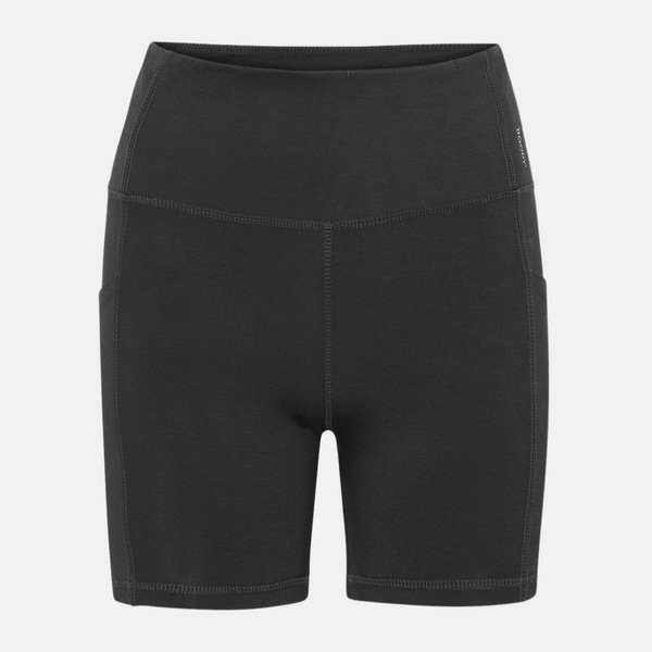 Schwarze Bambus-Trainingsshorts mit hoher Taille 5"