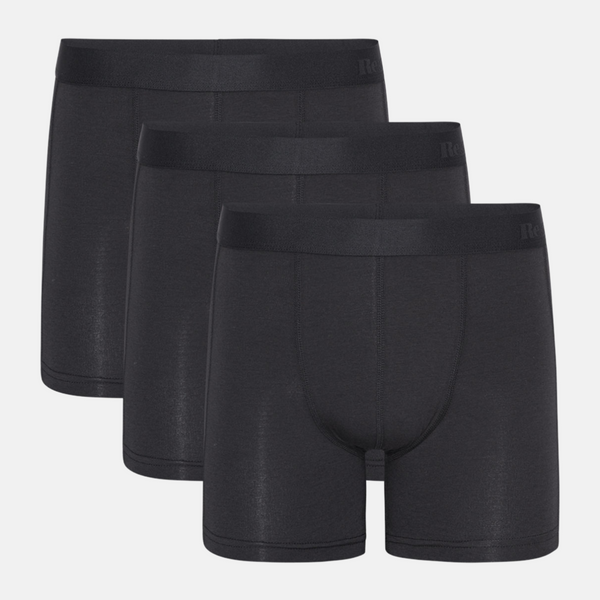 3 Paar schwarze Unterhosen aus Bambus mit langen Beinen