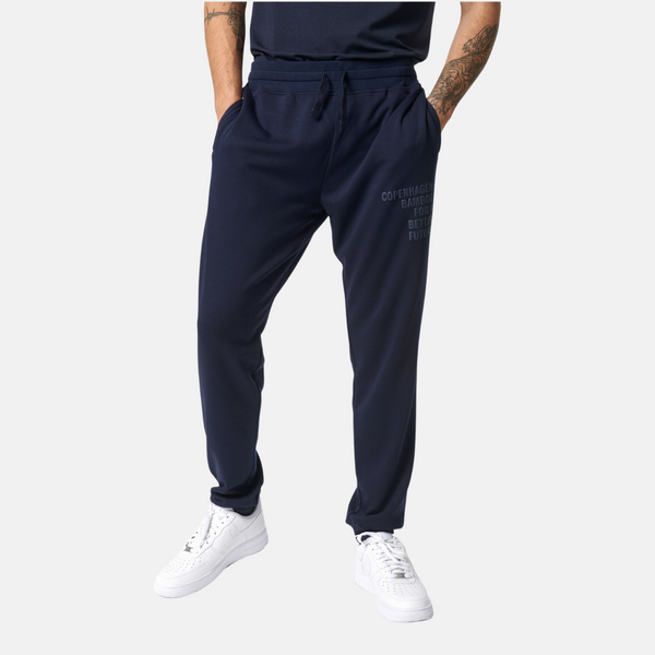 Marineblaue Bambus-Sweatpants mit Logo