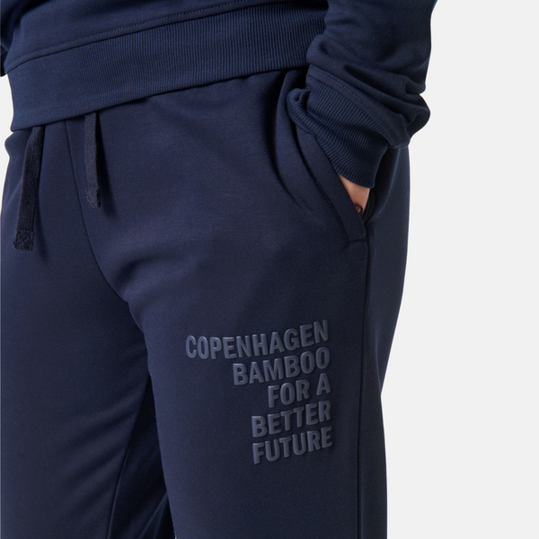 Marineblaue Bambus-Sweatpants mit Logo