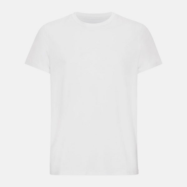 Weißes Bambus-T-Shirt mit Rundhalsausschnitt