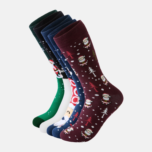 5 Paar Socken aus Bambus - Weihnachtsstickerei