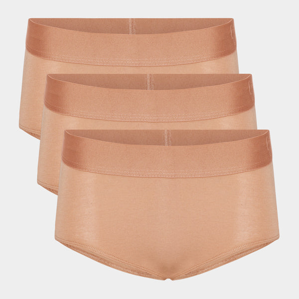 Hellbrauner Bambus-Hipster-Slip - 3er-Pack