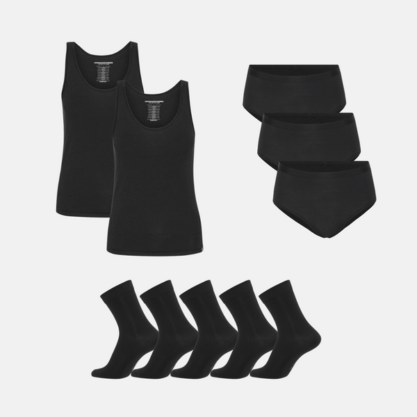 Bamboo Pack - Oberteil & Maxi-Slips & Socken - Schwarz
