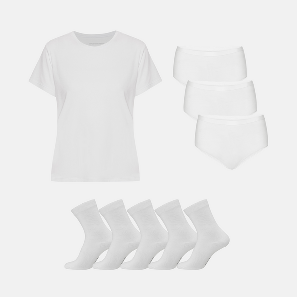 Bamboo Pack - T-Shirt & Maxi-Slips & Socken - Weiß