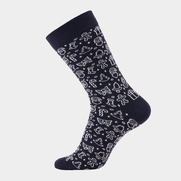 5 Paar Socken aus Bambus - Weihnachtszeichnungen