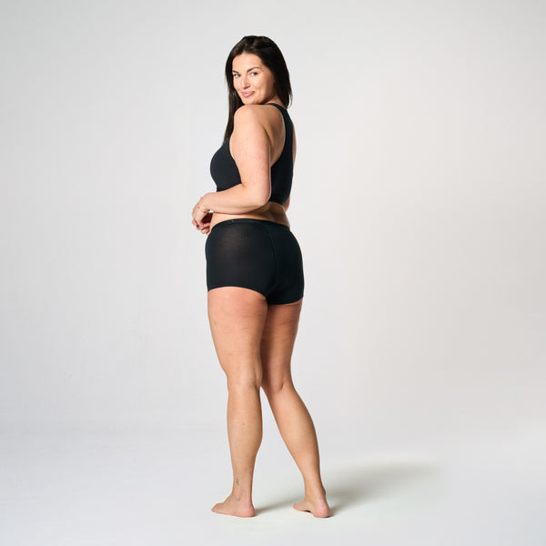 Sort menstruationstrusse Boyshort - Kraftig/nat
