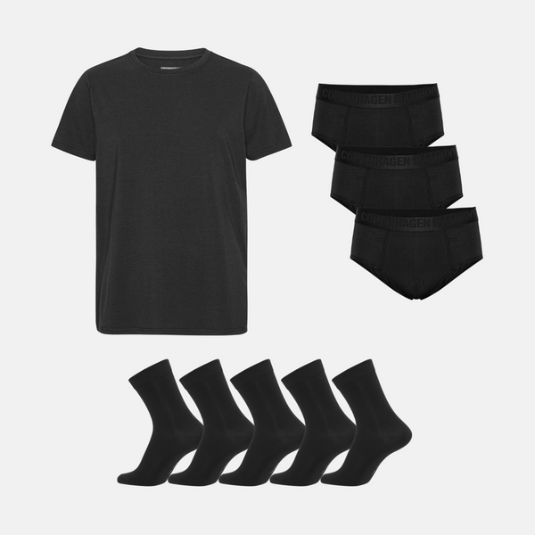Bamboo Pack - T-Shirt & Herrenslips & Socken - Schwarz