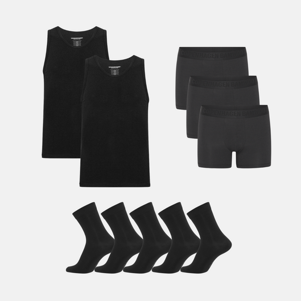 Bamboo Pack - Tank Top & Unterhosen & Socken - Schwarz