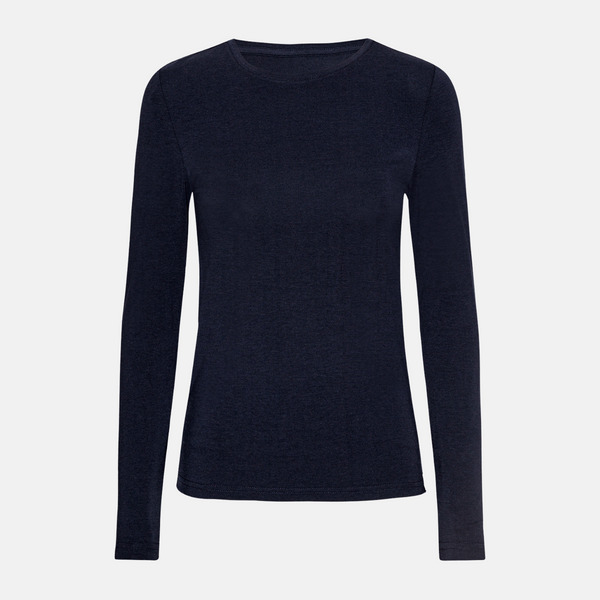 Langärmeliges Bambus-T-Shirt in Marineblau