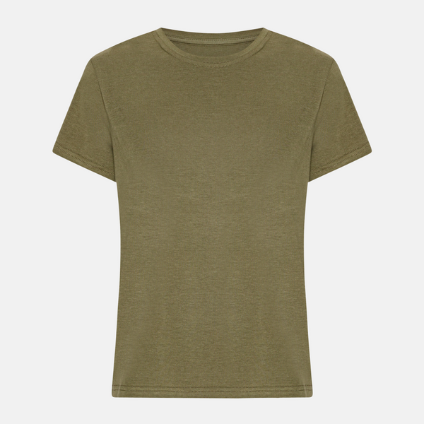 Kurzarm-Bambus-T-Shirt in Oliv