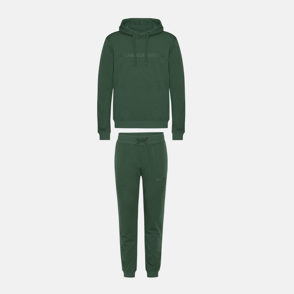 Grüner Bambus-Kapuzen-Jogginganzug mit Logo