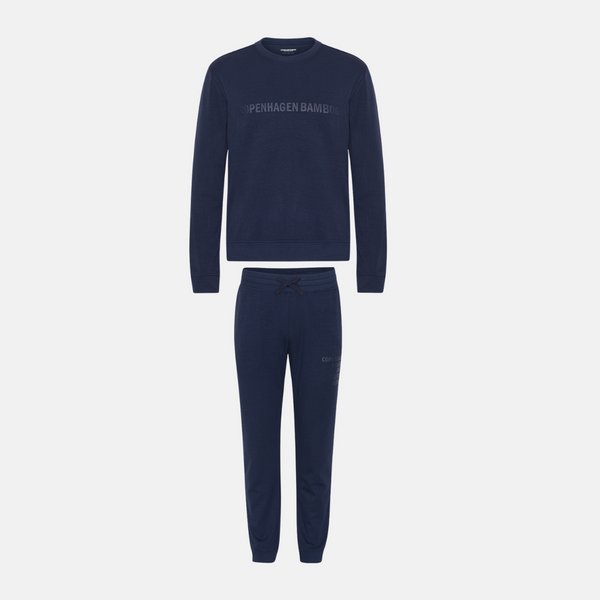 Marineblauer Bambus-Jogginganzug mit Logo