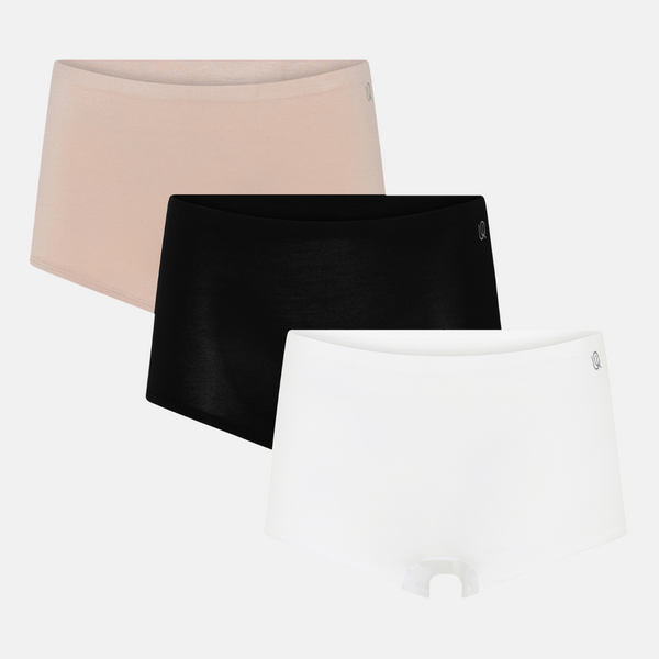 3er-Pack Bamboo Hotpants - schwarz-weiß-nackt