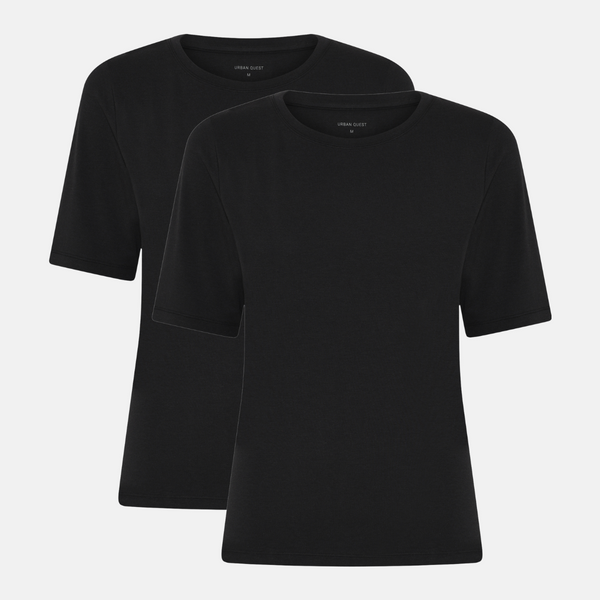 2er-Pack Bambus-T-Shirt in schmaler Passform - Schwarz