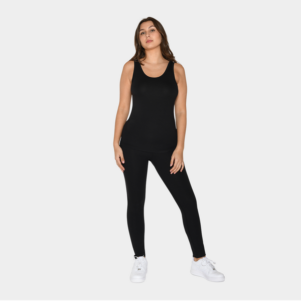 Schwarzes Bambus-Ripp-Tanktop