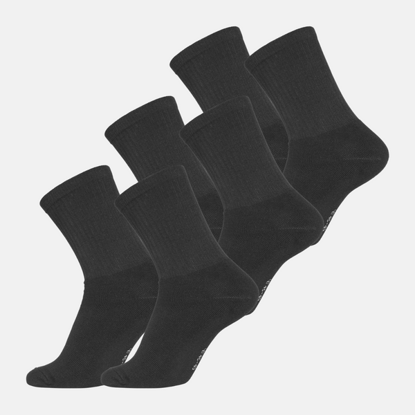 6 Paar schwarze Tennissocken aus Bambus