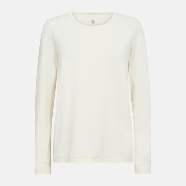 Creme langærmet bambus T-shirt