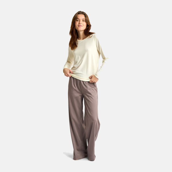 Creme langærmet bambus T-shirt