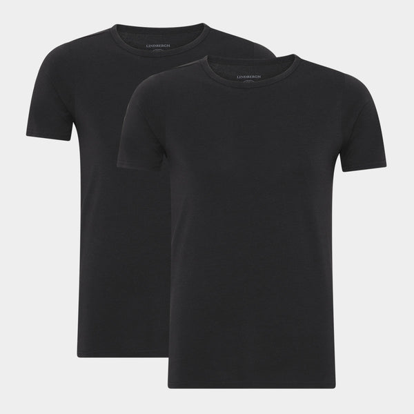 2 pak sorte slim fit T-shirts i bambus XXL Lindbergh