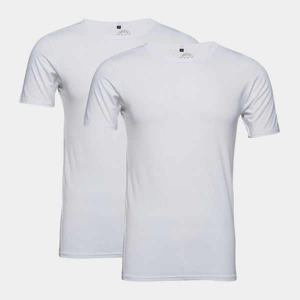 2 pak hvide slim fit T-shirts i bambus XXL Lindbergh
