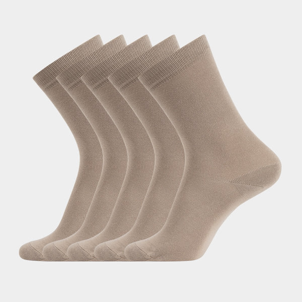 5 par beige strømper i bambus 40-45 Resteröds