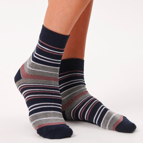 5 par bambus strømper i mauve og stribe mix    Copenhagen Bamboo