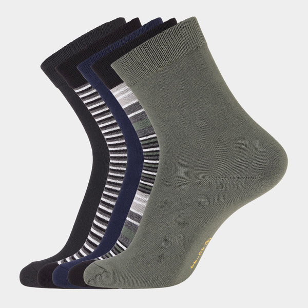 5 par bambus strømper i army og stribe mix 30-33 Copenhagen Bamboo