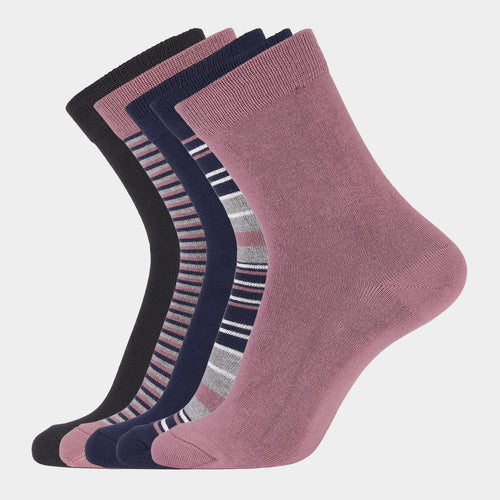 5 par bambus strømper i mauve og stribe mix 30-33 Copenhagen Bamboo
