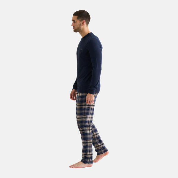 Navy langærmet bambus T-shirt til herre