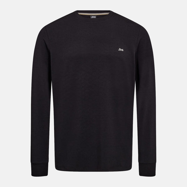 Sort langærmet bambus T-shirt til herre