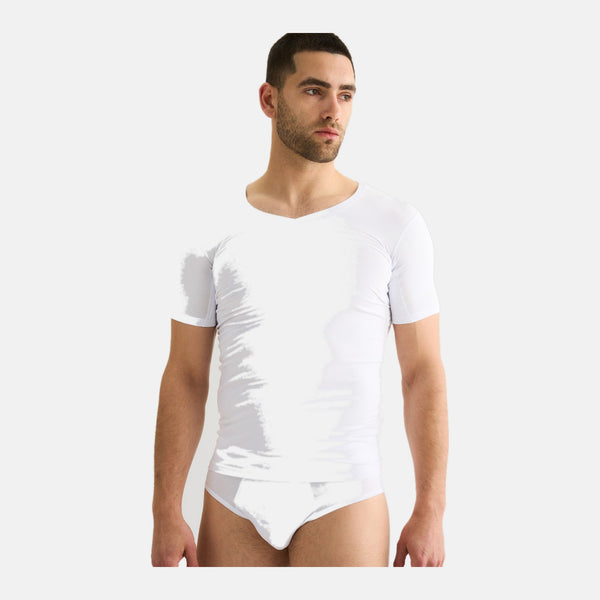 Hvid bambus anti-sved T-shirt med V-hals