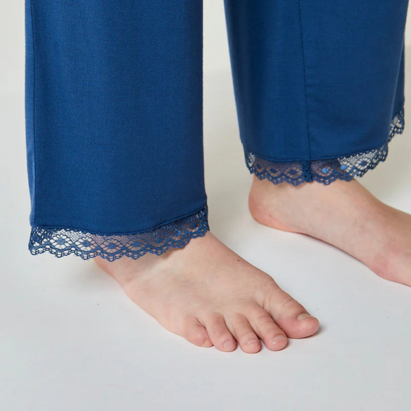 Jasmin Bambus Nacht Hose - staubig blau